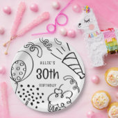 Handgezeichnet Moderner Geburtstag jedes Alters Sc Pappteller (Party)