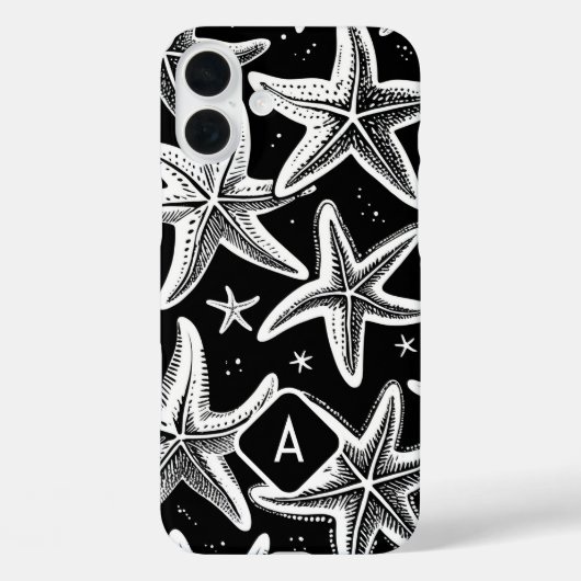 HandGezeichnet, monogrammatierter Starfish auf sch Case-Mate iPhone Hülle (Rückseite)