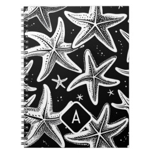 HandGezeichnet, monogrammatierter Starfish auf sch Notizblock