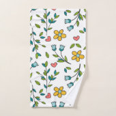 HandGezeichnet Muster für Blumen und Herz Badhandtuch Set (Handtuch)