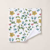 HandGezeichnet Muster für Blumen und Herz Badhandtuch Set (Waschlappen)