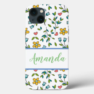 HandGezeichnet Muster für Blumen und Herz Case-Mate iPhone Hülle