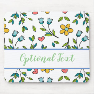 HandGezeichnet Muster für Blumen und Herz Mousepad