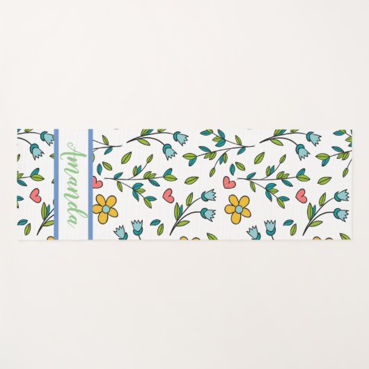 HandGezeichnet Muster für Blumen und Herz Yogamatte (Vorderseite (Horizontal))