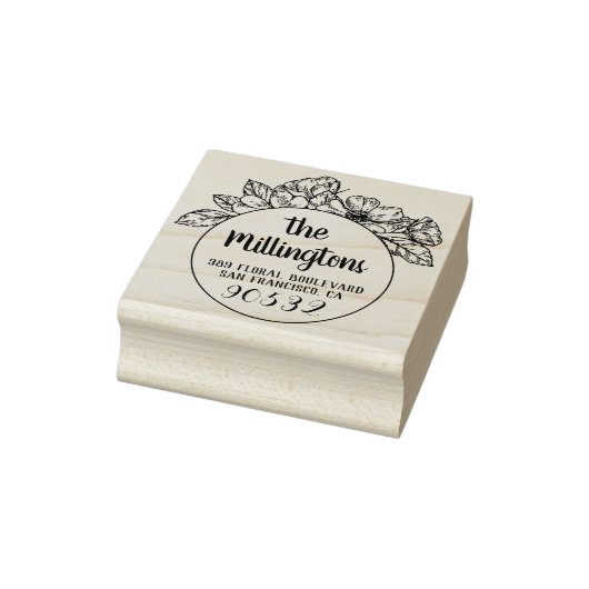 Handgezeichnet Name und Rücksendeadresse der Blume Gummistempel (Stempel)