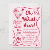 Handgezeichnet Oh Was Für Ein Spaß Rosa Rote Weihn Einladung (Vorderseite)