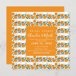 HandGezeichnet Orange Botanisches Abstraktes Braut Einladung