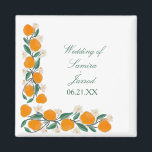 HandGezeichnet Orangefarbene Abstrakte Hochzeit Magnet<br><div class="desc">Wedding Magnet with Hand Drawn Orange Botanical Floral Art</div>