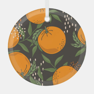 Handgezeichnet Orangen, farbenfroher Vintager Hint Ornament Aus Glas