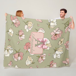 HandGezeichnet Peony Pattern Fleece Blanket