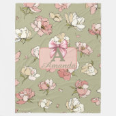 HandGezeichnet Peony Pattern Fleece Blanket (Vorderseite)