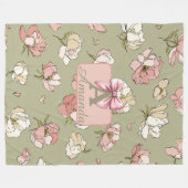 HandGezeichnet Peony Pattern Fleece Blanket (Vorderseite (Horizontal))