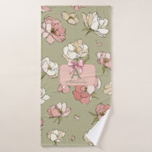 HandGezeichnet Peony Pattern Handtuch