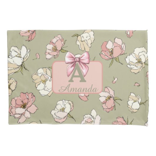 HandGezeichnet Peony Pattern Pillowcase Kissenbezug (Vorderseite)