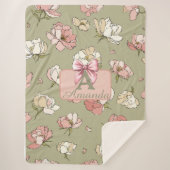 HandGezeichnet Peony Pattern Sherpa Blanket Sherpadecke (Vorderseite)