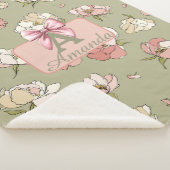 HandGezeichnet Peony Pattern Sherpa Blanket Sherpadecke (3/4)