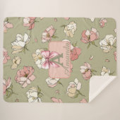 HandGezeichnet Peony Pattern Sherpa Blanket Sherpadecke (Vorderseite (Horizontal))