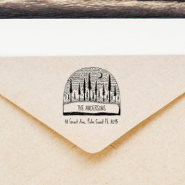 Handgezeichnet Pinienlandschaft Rücksendeadresse Gummistempel