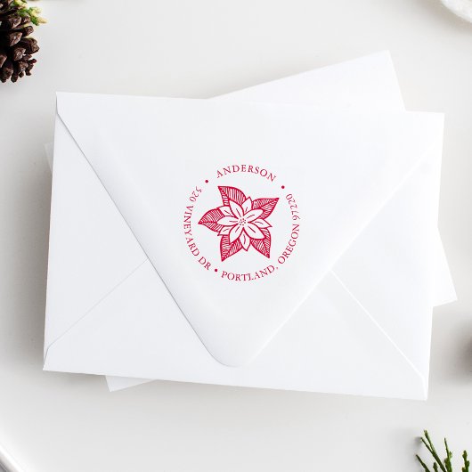 HandGezeichnet Poinsettia-Rücksendeadresse Permastempel