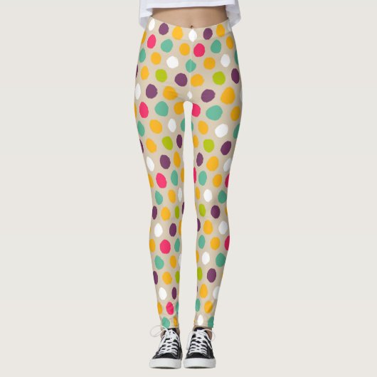 Handgezeichnet Polka-Punktmuster Leggings (Vorderseite)