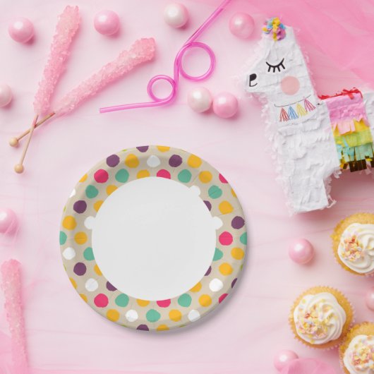 Handgezeichnet Polka-Punktmuster Pappteller (Party)