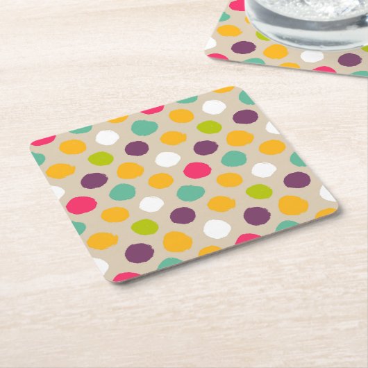 Handgezeichnet Polka-Punktmuster Rechteckiger Pappuntersetzer (angewinkelt)