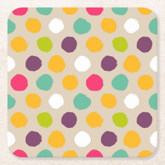 Handgezeichnet Polka-Punktmuster Rechteckiger Pappuntersetzer (Vorderseite)