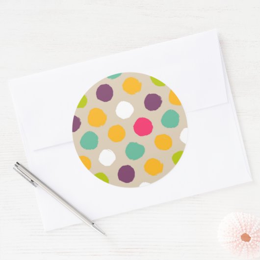 Handgezeichnet Polka-Punktmuster Runder Aufkleber (Umschlag)
