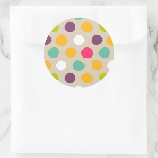 Handgezeichnet Polka-Punktmuster Runder Aufkleber (Tasche)