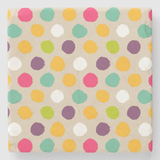 Handgezeichnet Polka-Punktmuster Steinuntersetzer (Vorderseite)