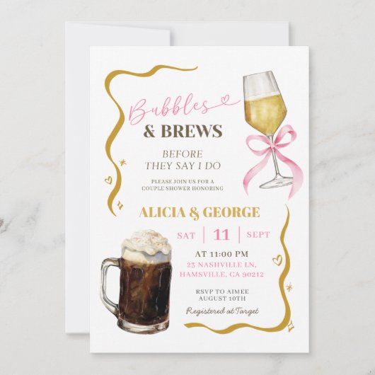 HandGezeichnet Quirky Couples Dusche Einladung (Vorderseite)