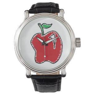 Handgezeichnet Red Apple Fruit Cartoon Armbanduhr