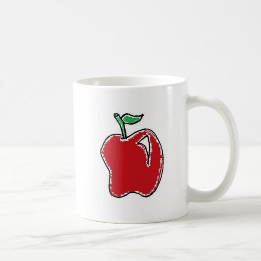 Handgezeichnet Red Apple Fruit Cartoon Kaffeetasse (Rechts)
