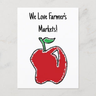 Handgezeichnet Red Apple Fruit Cartoon Postkarte