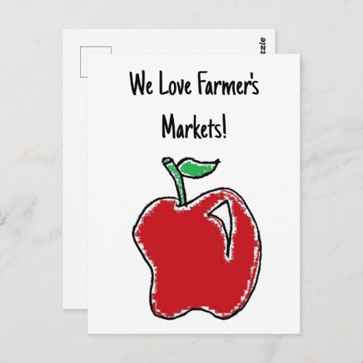 Handgezeichnet Red Apple Fruit Cartoon Postkarte (Vorne/Hinten)