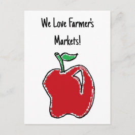 Handgezeichnet Red Apple Fruit Cartoon Postkarte