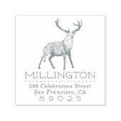 Handgezeichnet Rentierfamilie Rücksendeadresse Permastempel (Design)