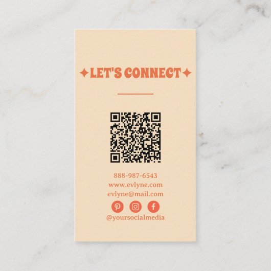 HandGezeichnet Retro-farbiger QR-Code Boho Bold fl Visitenkarte (Rückseite)