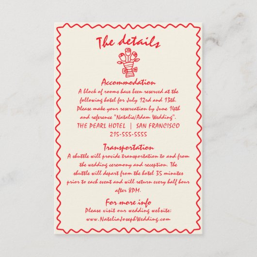 HandGezeichnet Retro-Quirky Einzigartige Hochzeitd Begleitkarte (Vorderseite)