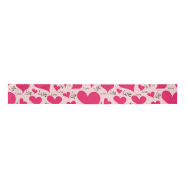 Handgezeichnet Rosa Herz Liebe Satin Ribbon Satinband