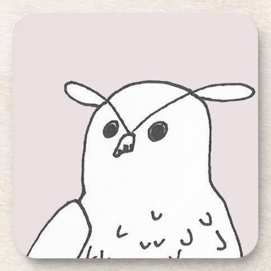 Handgezeichnet Rosa Owl Getränkeuntersetzer (Vorderseite)