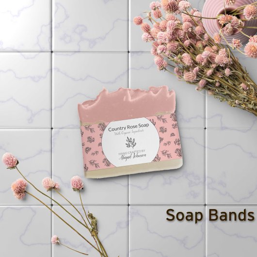 HandGezeichnet Rose Blätter Blush Soap Band Wrap