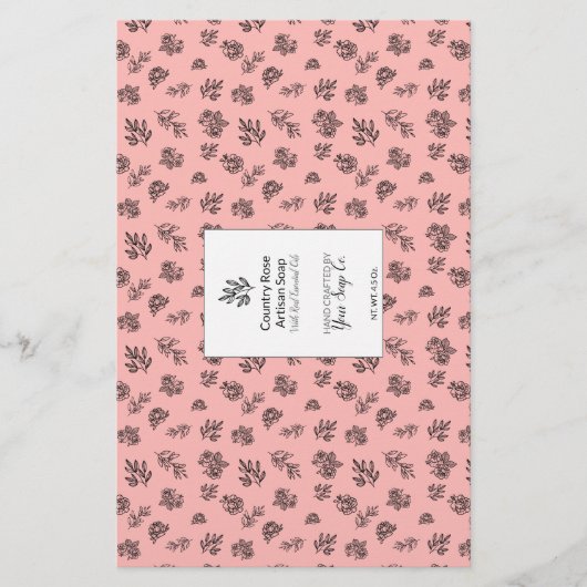 🌹 🌿 HandGezeichnet Rose & Blätter Seifenwraps (Vorderseite)