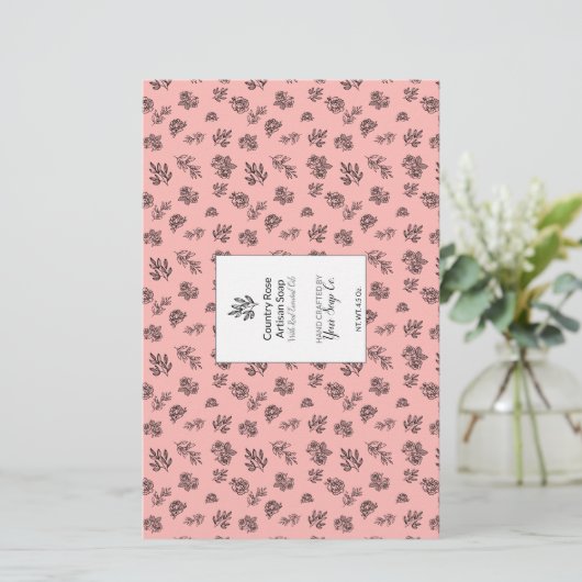 🌹 🌿 HandGezeichnet Rose & Blätter Seifenwraps (Stehend Vorderseite)