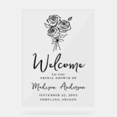 HandGezeichnet Rose Bouquet Brautparty Willkommen Acrylschild (Vorderseite)