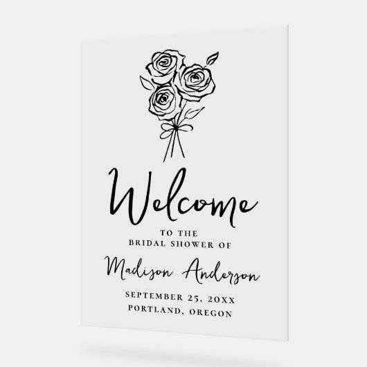 HandGezeichnet Rose Bouquet Brautparty Willkommen Acrylschild (Winkel)