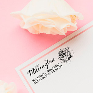 Handgezeichnet Rose Name Skriptfamilie Rücksendead Gummistempel