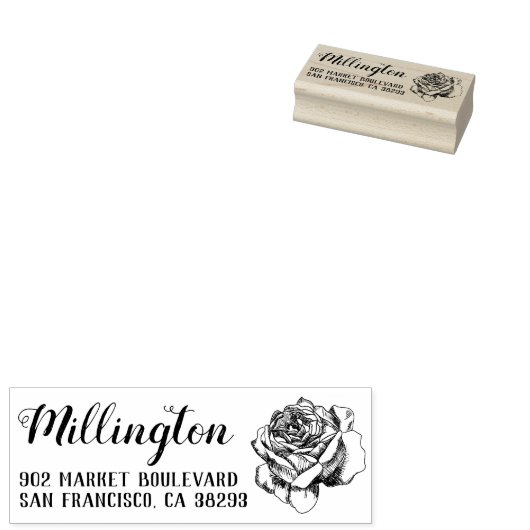 Handgezeichnet Rose Name Skriptfamilie Rücksendead Gummistempel (Stempel)