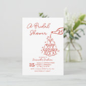 HandGezeichnet Rote Champagner Tower Brautparty Einladung (Stehend Vorderseite)