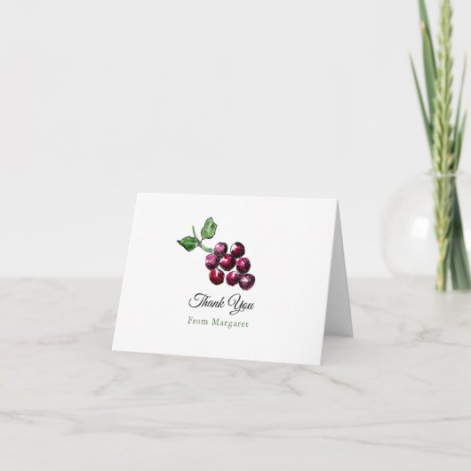 HandGezeichnet Rote Weintrauben Niedlich Dankeskarte (Vorderseite)